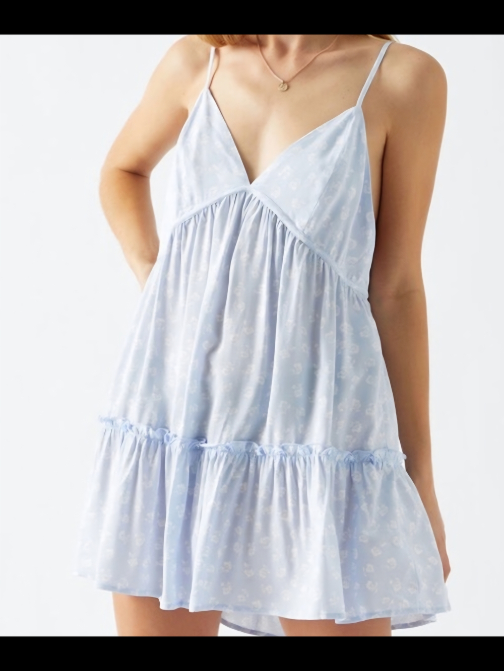 Kendall & Kylie Light Blue Floral Mini Dress Babydoll Vintage Size Womans Small